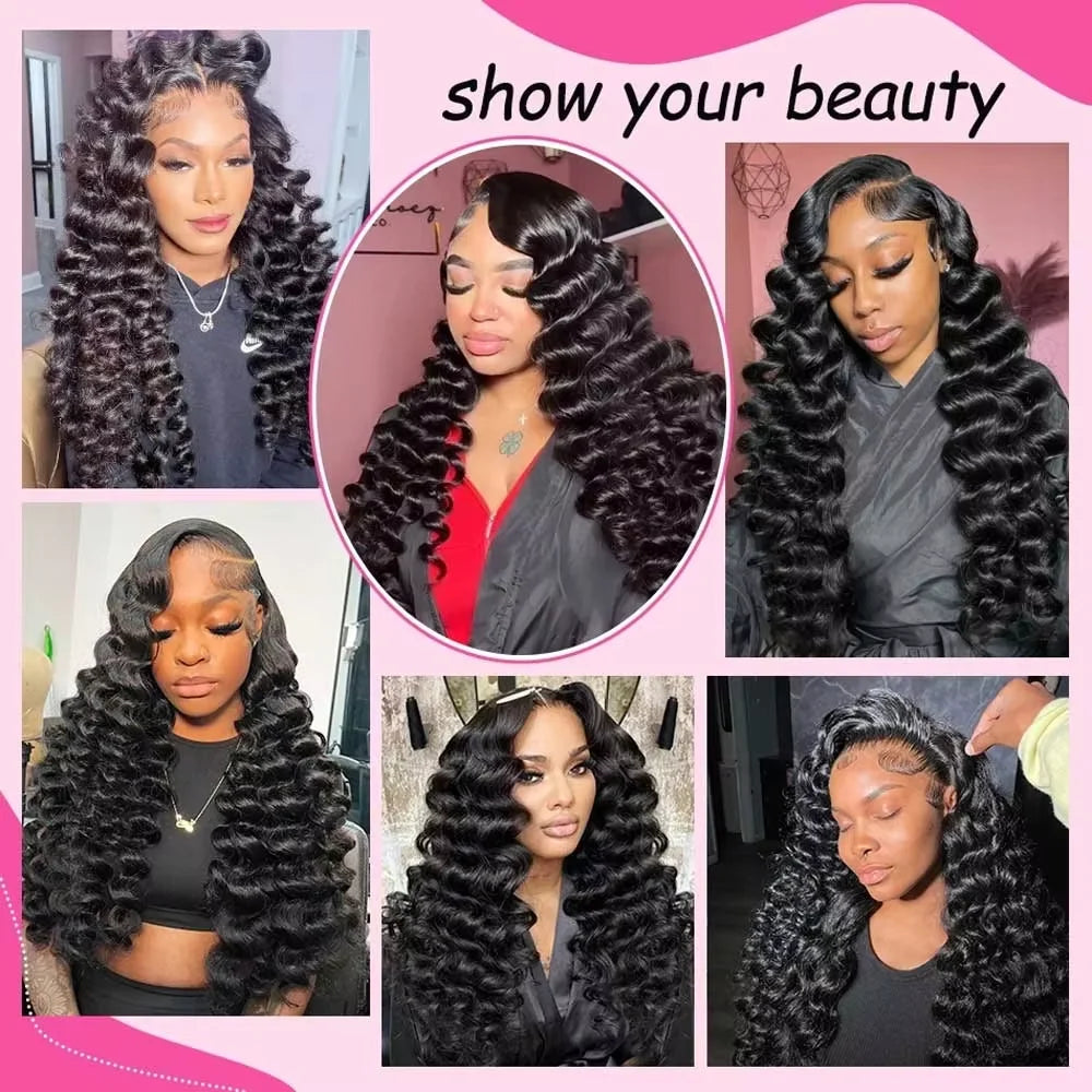 Deep Wave Human Hair 13x4 13x6 HD Lace Front Wig 7x6 Lace Pre Plucked Wig For Women 40 46 Inches Brazilian Remy Natural Color Hair Wig