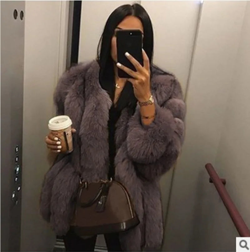 Imitation Fur Coat Women&