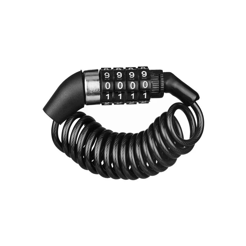 Bicycle Motorcycle Anti-Theft Chain 4-Digit Password Combination Helmet Lock Safety Portable Cable Lock Durable Wire Rope