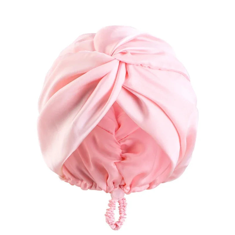 Bonnet Solid Color Silk Turban Hat for Women Soft Sleeping Night Cap Satin Hair Care Wrap Beanie Headscarf Adjust Twist Headwear