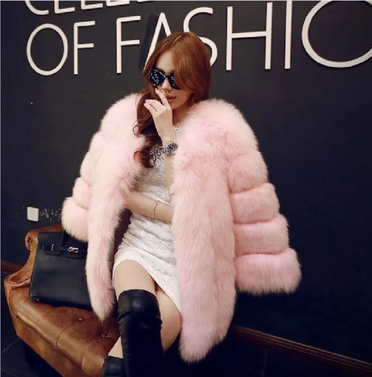 Imitation Fur Coat Women&
