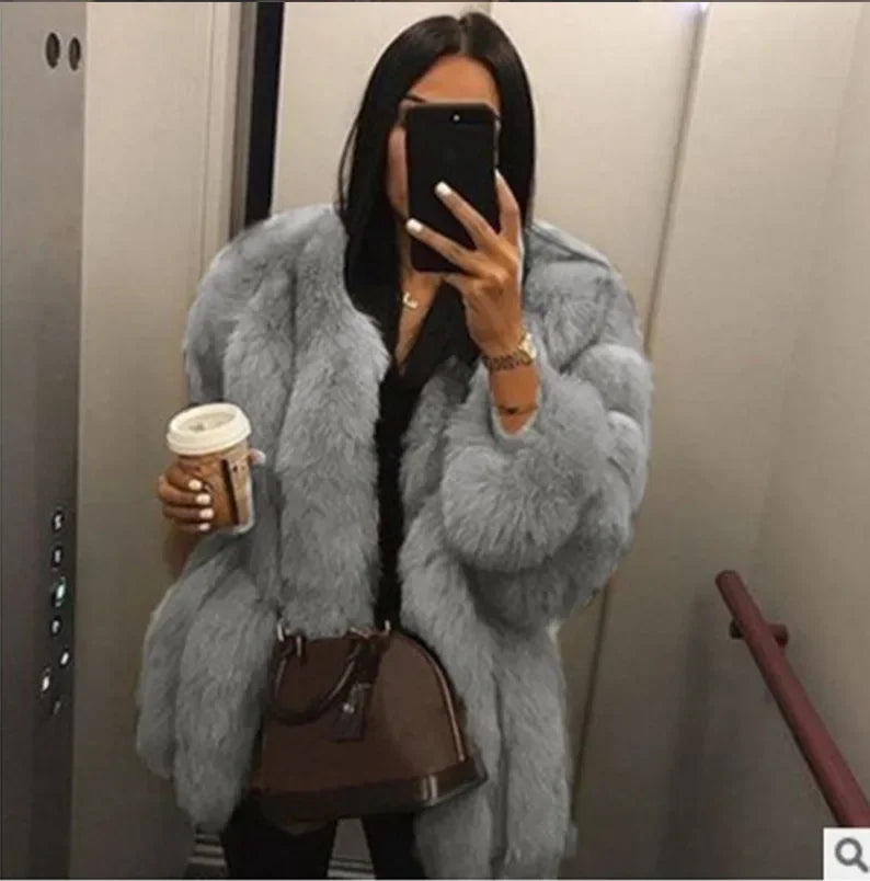 Imitation Fur Coat Women&