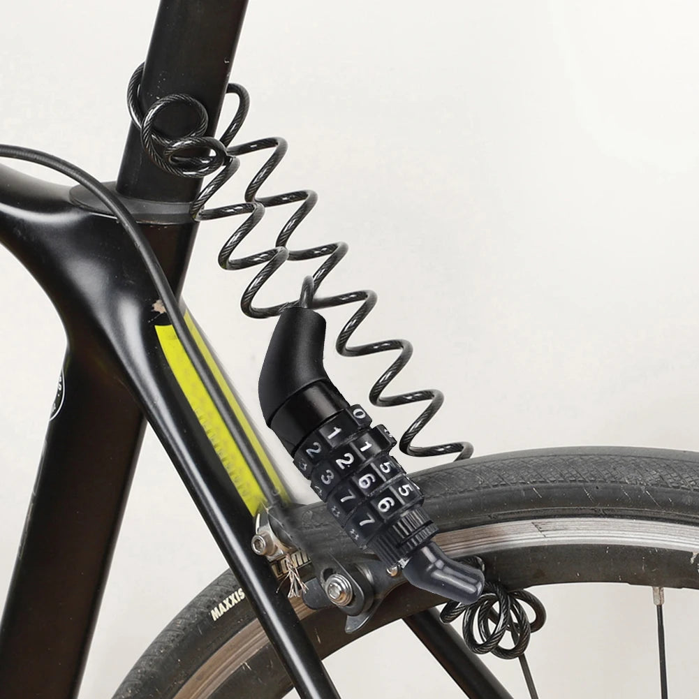 Bicycle Motorcycle Anti-Theft Chain 4-Digit Password Combination Helmet Lock Safety Portable Cable Lock Durable Wire Rope