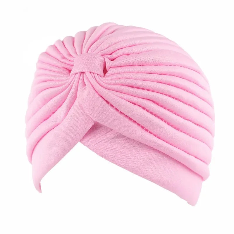 Women Stretch Turban Head Bonnet Cover Twisted Pleated Headwrap Assorted Colors Hair Cover Beanie Hats for Women