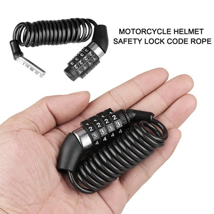 Bicycle Motorcycle Anti-Theft Chain 4-Digit Password Combination Helmet Lock Safety Portable Cable Lock Durable Wire Rope