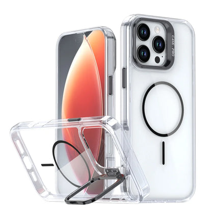 Original For Magsafe Invisible Lens Stand Holder Phone Case For iPhone 14 15 16 17 18 Pro Max Plus 13 12 11 Clear Acrylic Cover