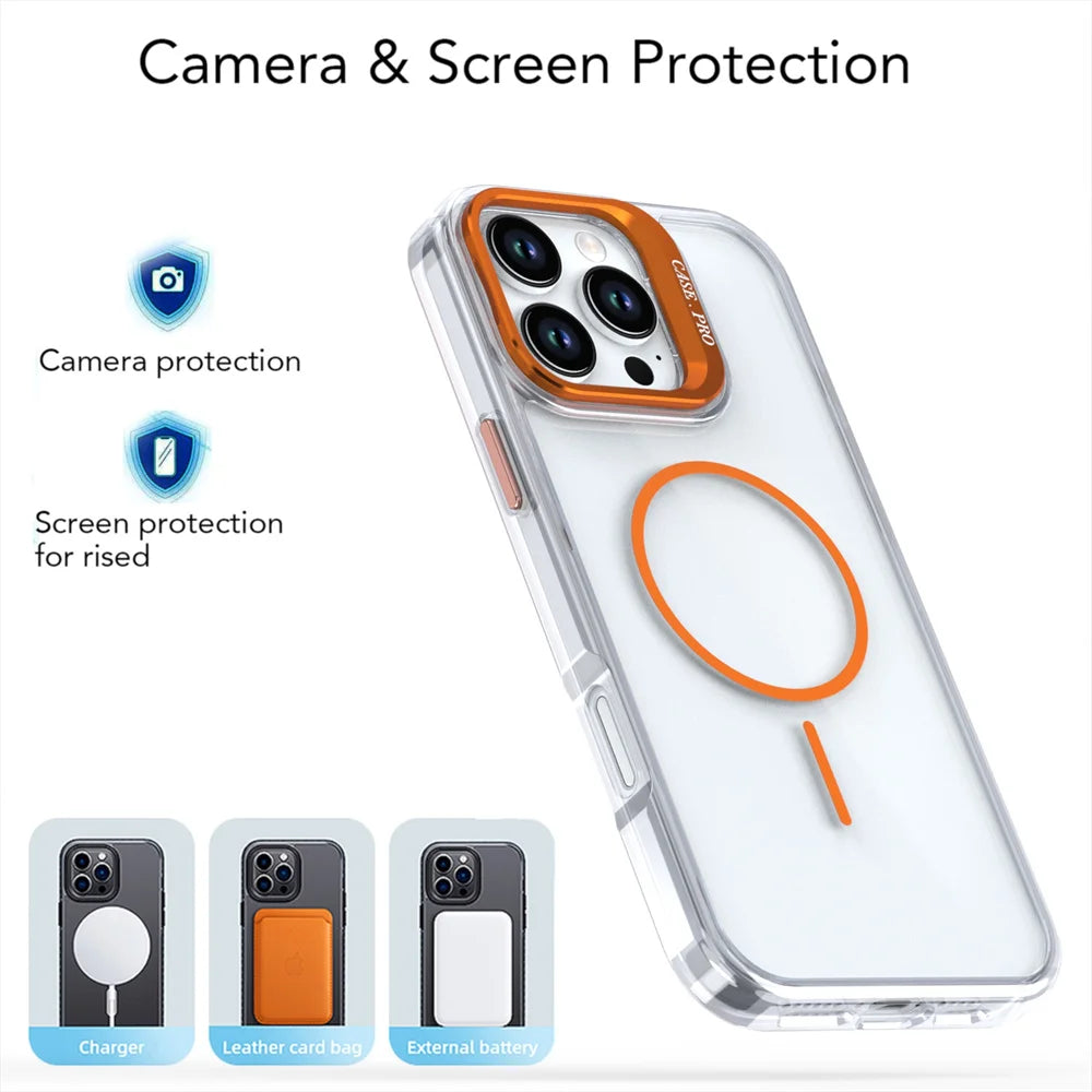 Original For Magsafe Invisible Lens Stand Holder Phone Case For iPhone 14 15 16 17 18 Pro Max Plus 13 12 11 Clear Acrylic Cover