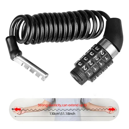 Bicycle Motorcycle Anti-Theft Chain 4-Digit Password Combination Helmet Lock Safety Portable Cable Lock Durable Wire Rope
